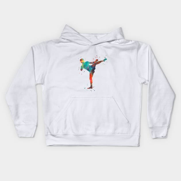 Man muay thai boxing Kids Hoodie by RosaliArt